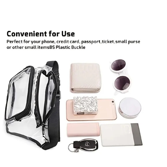 Transparent Fanny Pack Stadium Concert Event Approved For Women Men - Picture 3 of 5